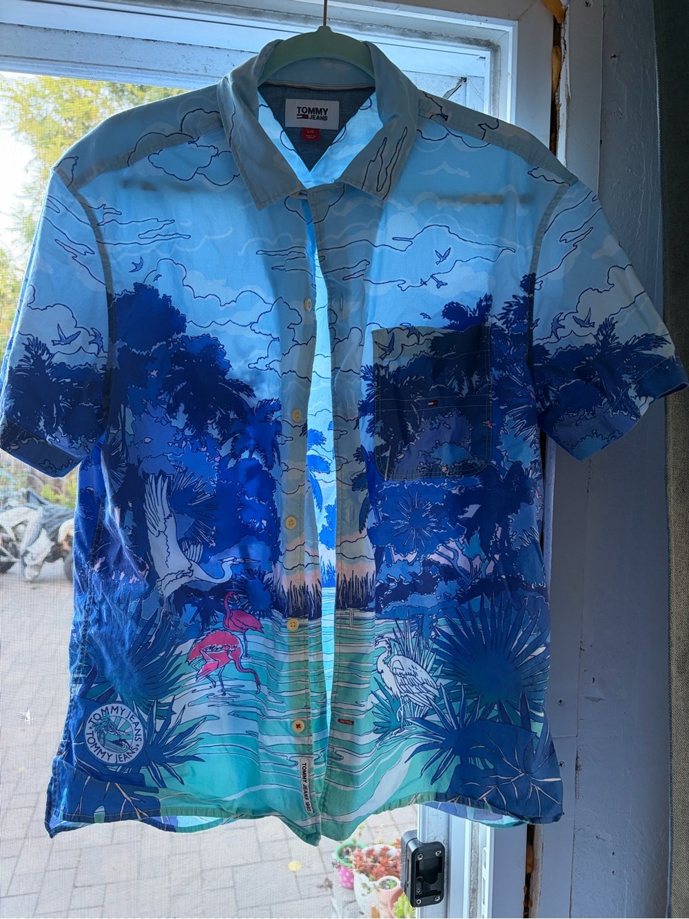 Tommy Hilfiger Blue Tropical Print Short-Sleeve Shirt